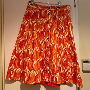 Anthropologie Maeve Banana A-Line, button-up skirt with stretch!